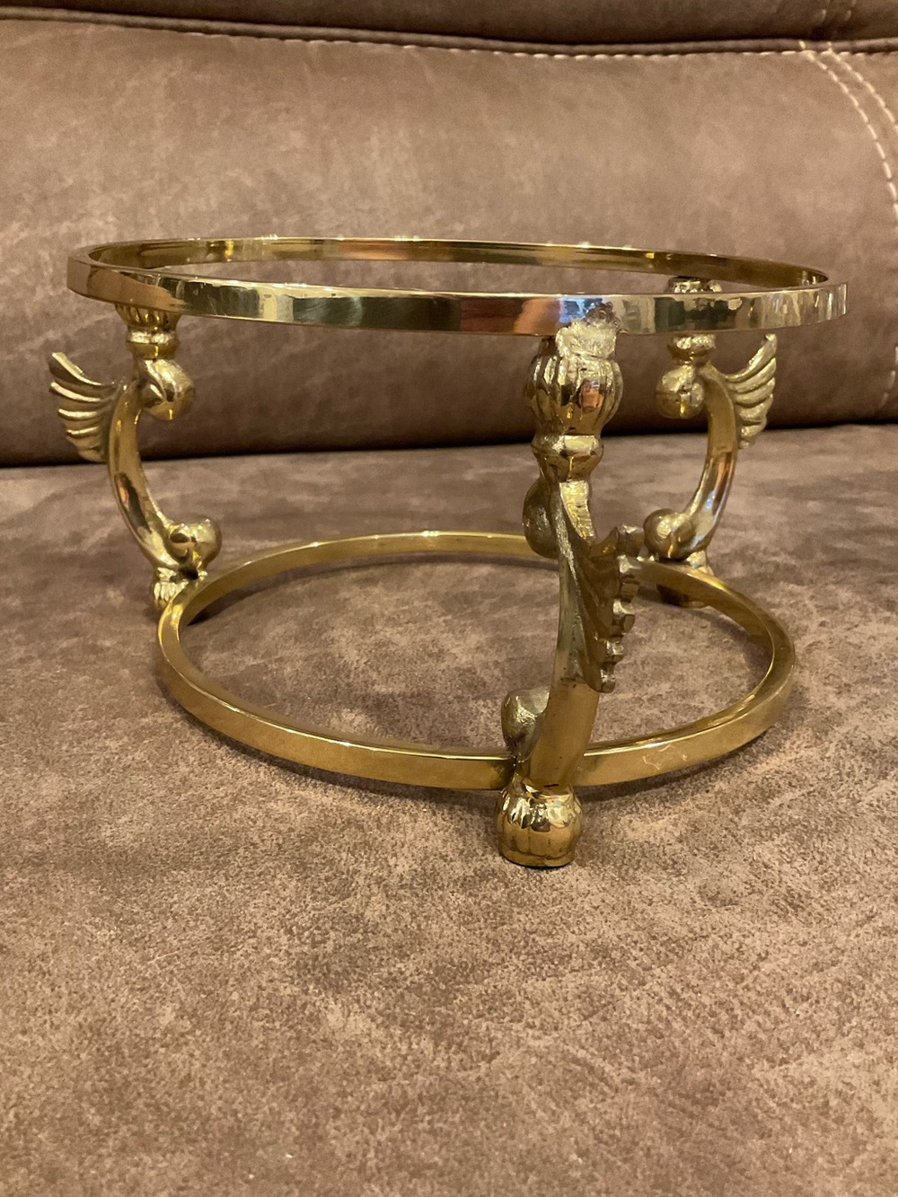Crystal Globe Bowl with Brass Winged Stand - Picture 3 of 11
